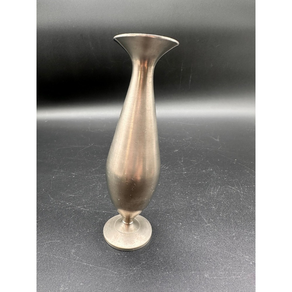 Vintage IPC Pewter Bud Vase Silver Tone Mid Century Modern Minimalist Decor